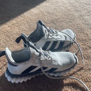 Adidas White Mesh Sneakers with Black Stripes